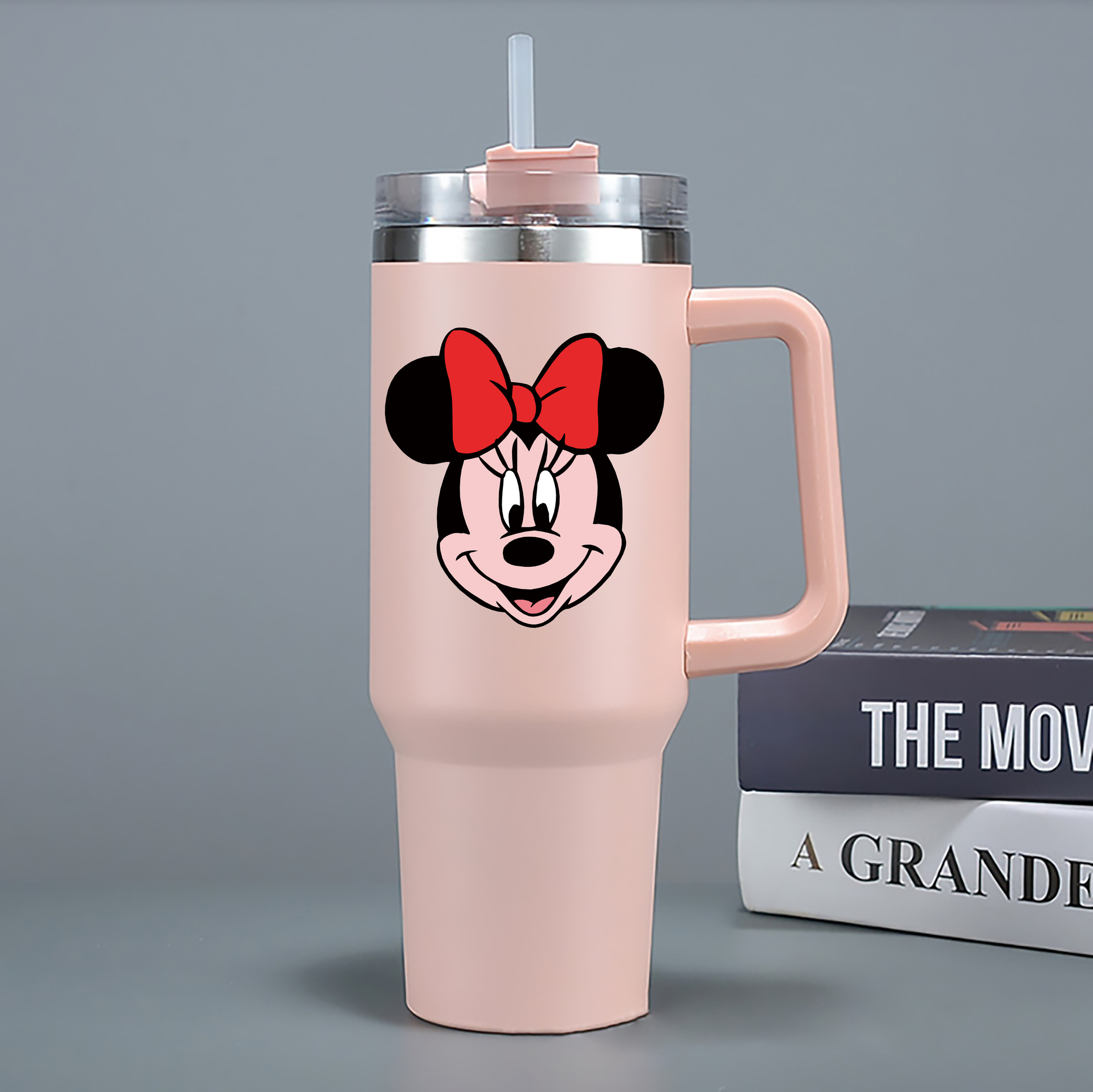（画像用） ミッキーマウス Mickey Mouse 1200mL車用タンブラー - クリスタルステッカー（プラスチックストロー付き）